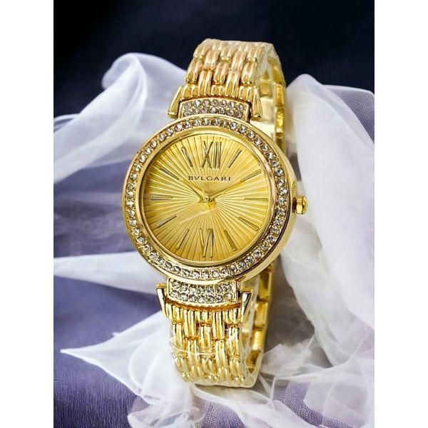 Women's Quartz Round Dial Golden Chain Strap Watch - 1 Pc