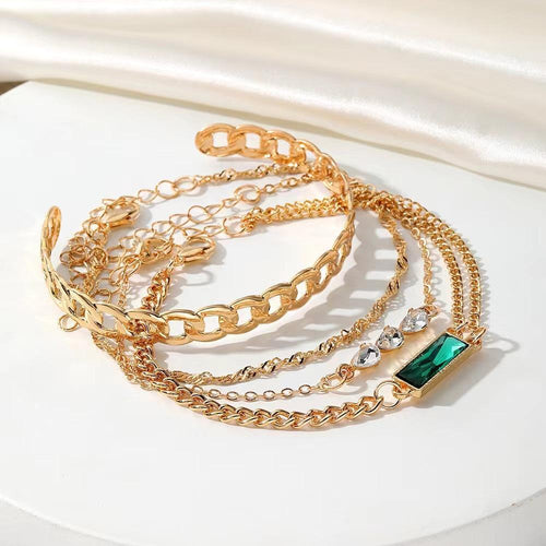4 Pcs Gold Plated Crystal Charm Bracelet